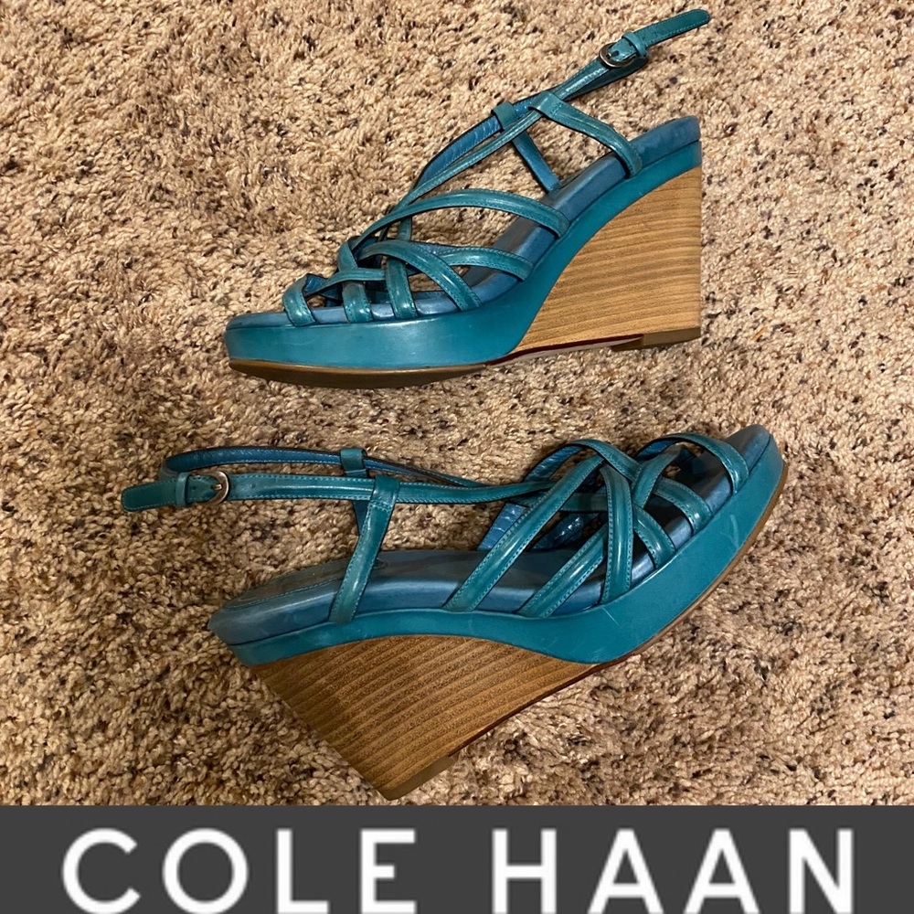 Cole Haan Strappy Leather Wedge Sandals